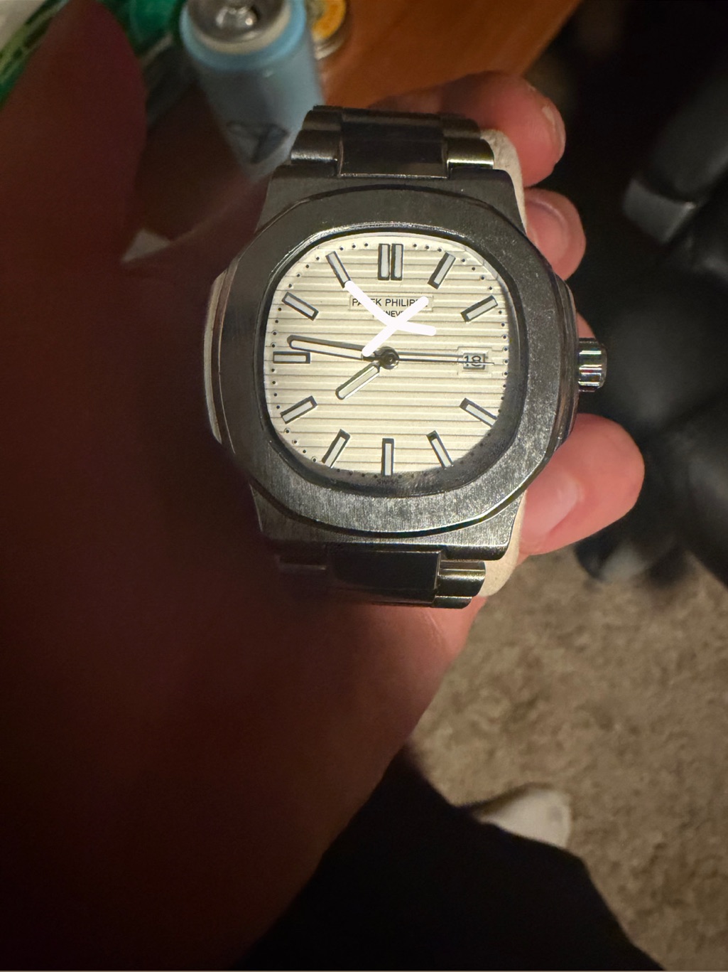 Stainless Steel Watch With White Dial